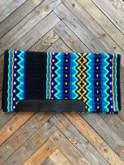Luxe Hand-Woven Saddle Pad - Black/Turquoise & Blue