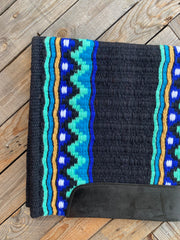 Luxe Hand-Woven Saddle Pad - Black/Turquoise & Blue