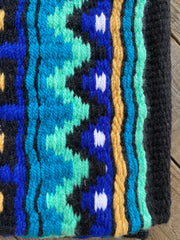 Luxe Hand-Woven Saddle Pad - Black/Turquoise & Blue