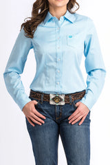 Cinch Womens Light Blue Pinstripe TENCEL Shirt