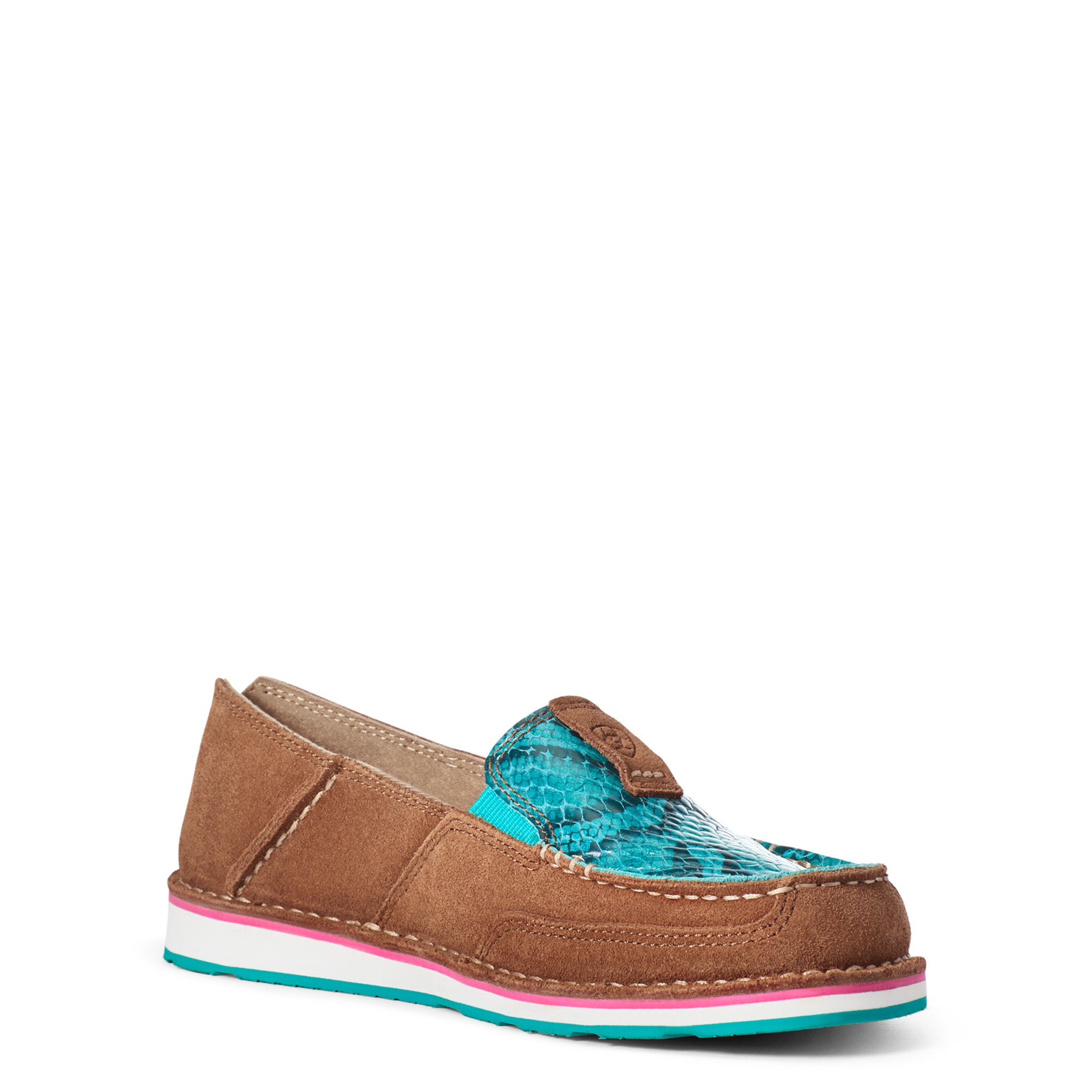 Ariat Suede Turquoise Snake Print Cruiser