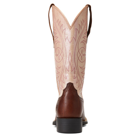 Ariat Wms Round Up Wide Square Toe Stretchfit Festival Brown / Champagne