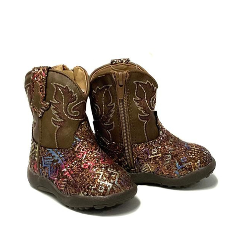 Roper Cowbaby Glitter Aztec Multi Glitter/Brown Boots