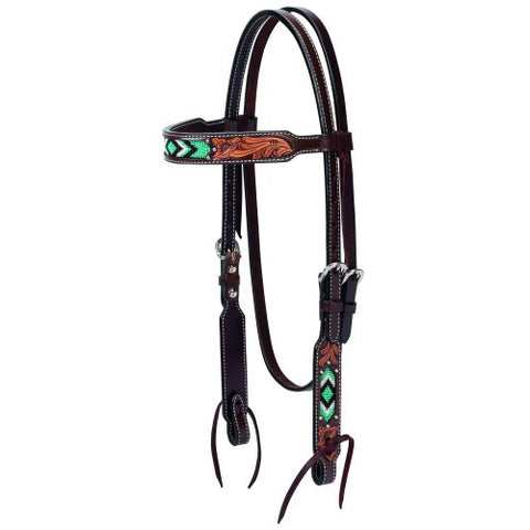 Weaver Turquoise Beaded Browband Headstall