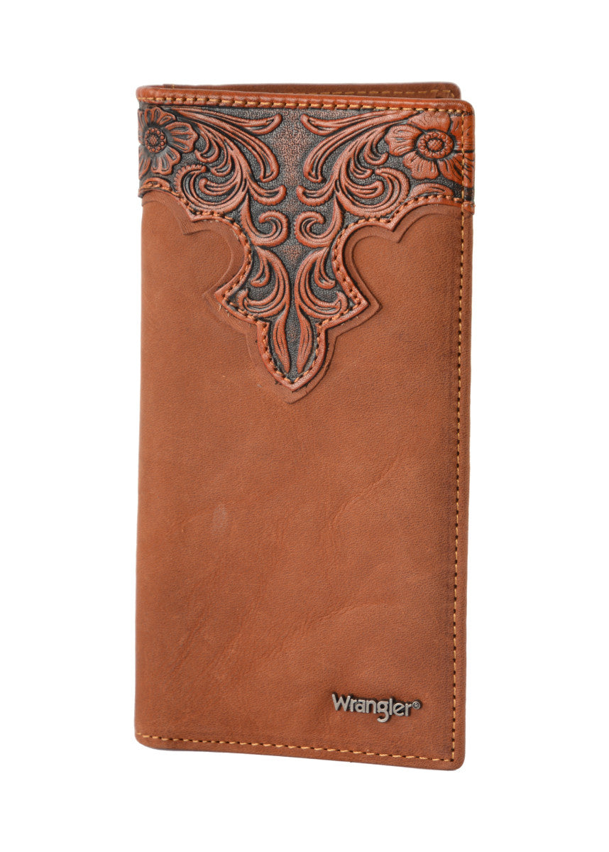 Wrangler Mens Rodeo Wallet Leon - Tan/Embossed Genuine Leather