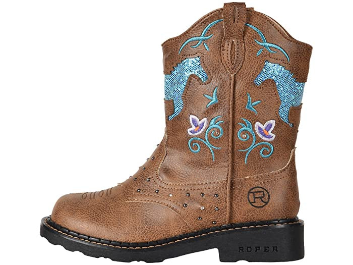 Roper Toddlers Horse Flower Boots - Tan