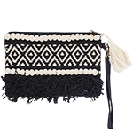 Boho Blackbird - embellished clutch with zip and removable strap