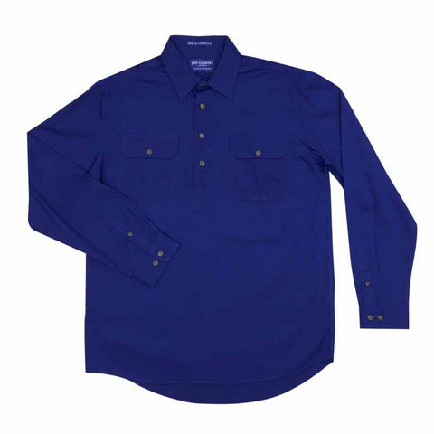Just Country Cameron 1/2 Button Work Shirt - Cobalt