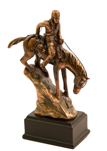 Brigalow Indian on Horseback Bronze Plated Statue - Small