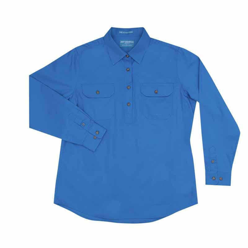 Just Country Jahna 1/2 Button Work Shirt - Blue Jewel