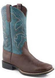Roper Kids Monterey Boots - Brown Tumbles/Teal