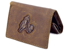 Men's Leather  Tri-Fold Wallet - Steer head