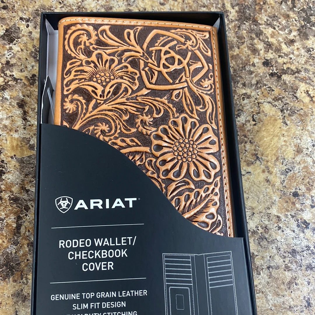 Ariat Light Brown Tooled Rodeo Wallet