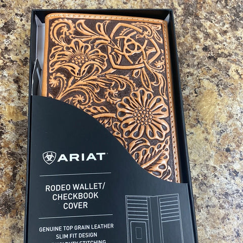 Ariat Light Brown Tooled Rodeo Wallet