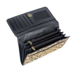 Cowhide Leopard & Gold Wallet
